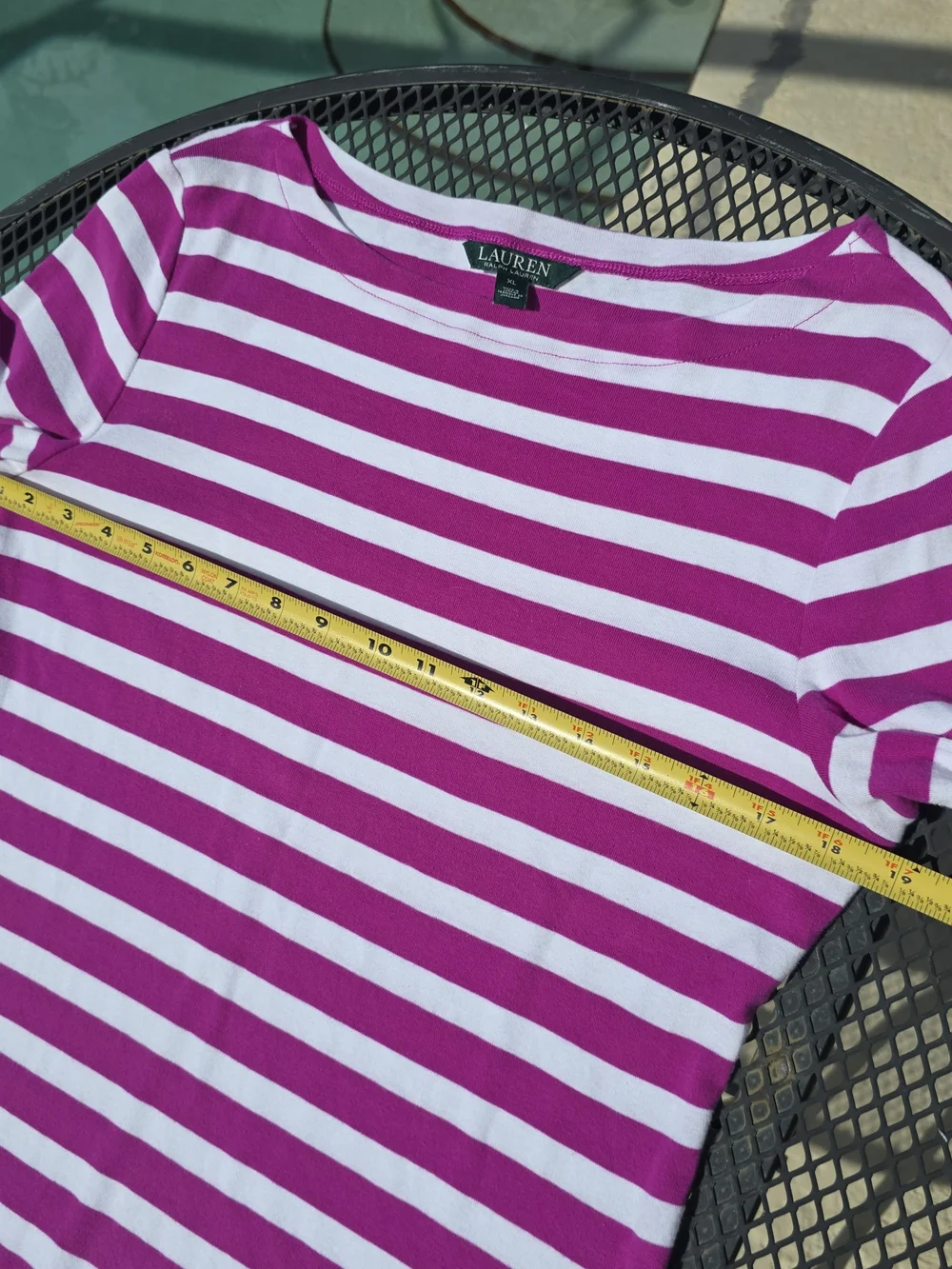 Ralph Lauren Pink and White Striped Boatneck Top - Picture 5 of 7